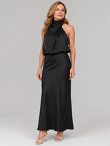 Prudence | Sleeveless Draped Neck Midi Dress