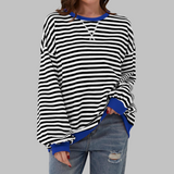 Clémentine | Striped Long Sleeve Round Neck Shirt