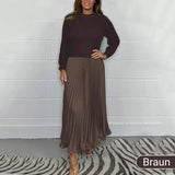 Pearl | Pleated Crew-Neck Midi Dress