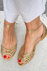 Rhiain | Woven Golden Sandals