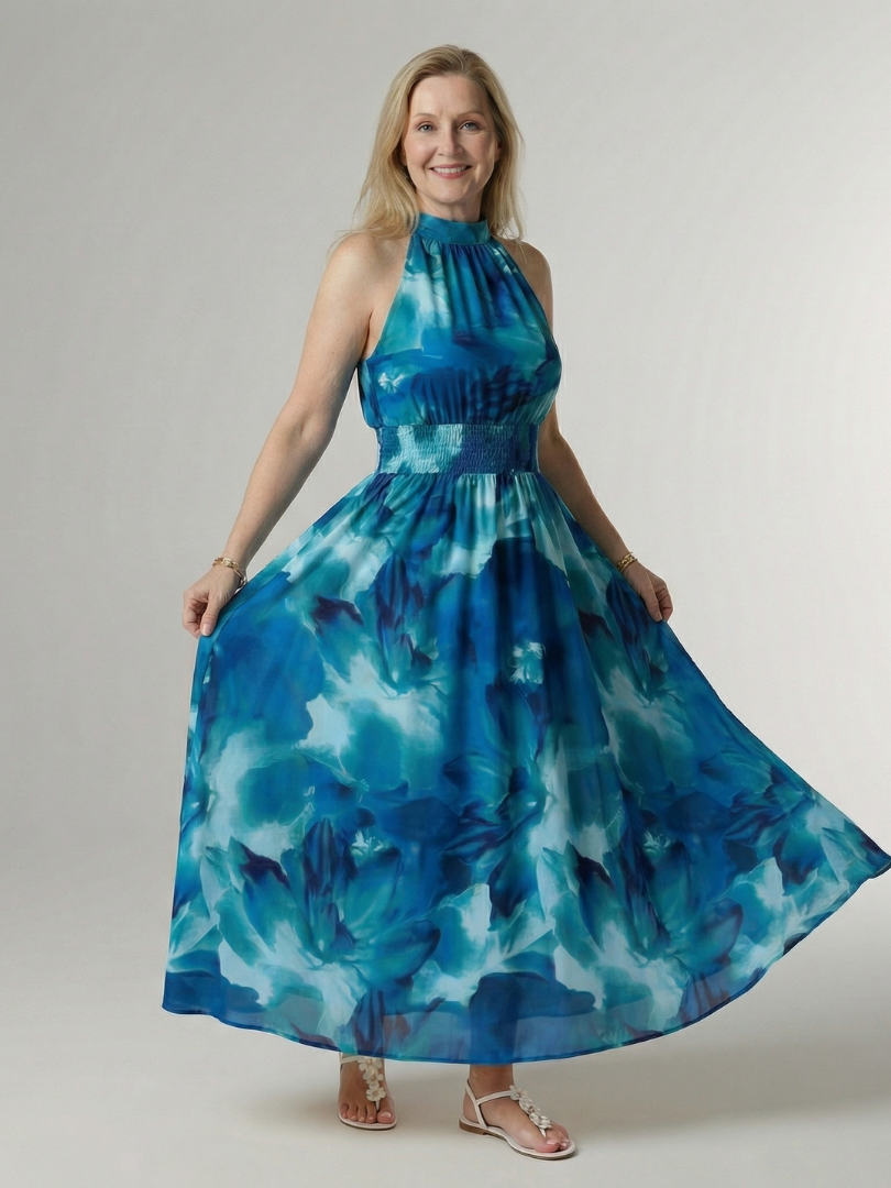 Rayna | Gathered Halter Midi Dress