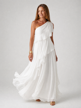 Toril | One-Shoulder Tiered Chiffon Dress