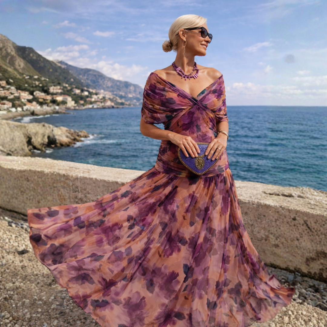 Brittany | Off-Shoulder Chiffon Mermaid Maxi Dress
