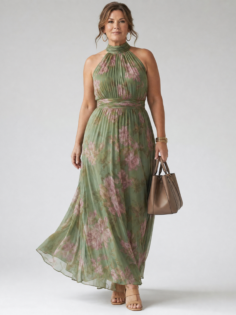 Ondine | Gathered Halter Midi Dress