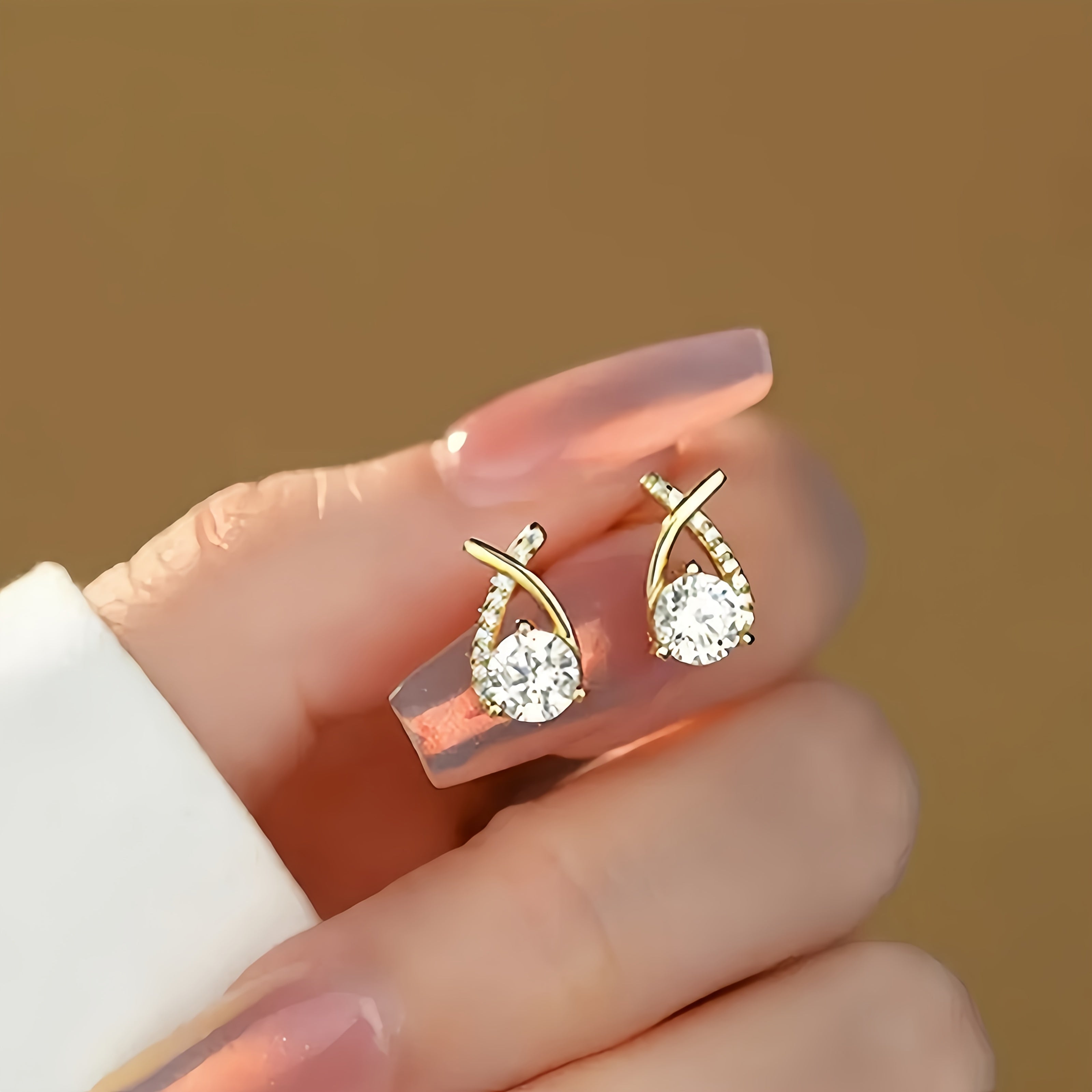 Ulani | Golden Cross Zirconia Studs