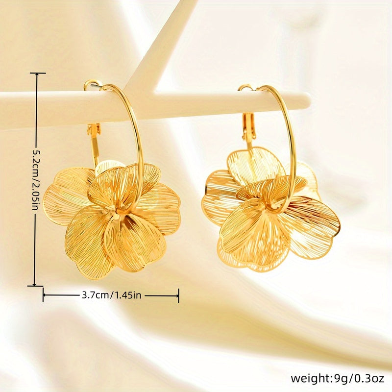 Annette | Bold Hollow Gold Drop Earrings