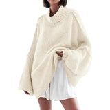 Camille | Ribbed Knit Batwing Mock Neck Tunic