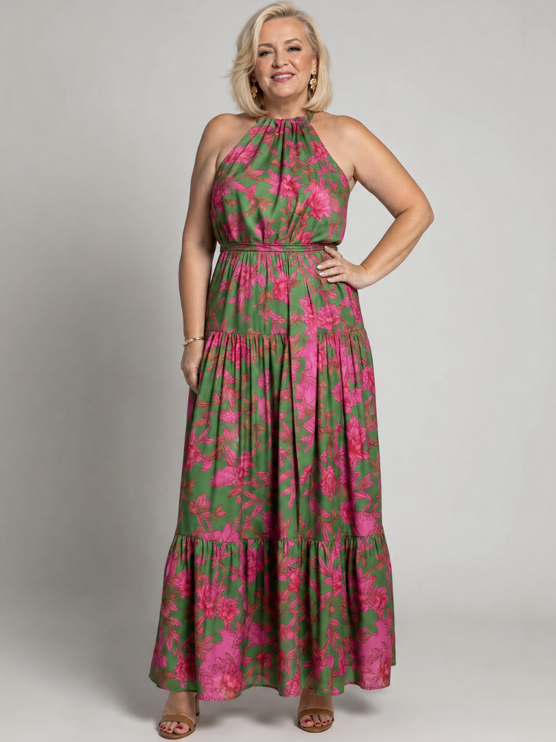 Elmyra | Draped Halter Midi Dress