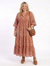 Dolly | Geometric Print V-Neck Midi Dress