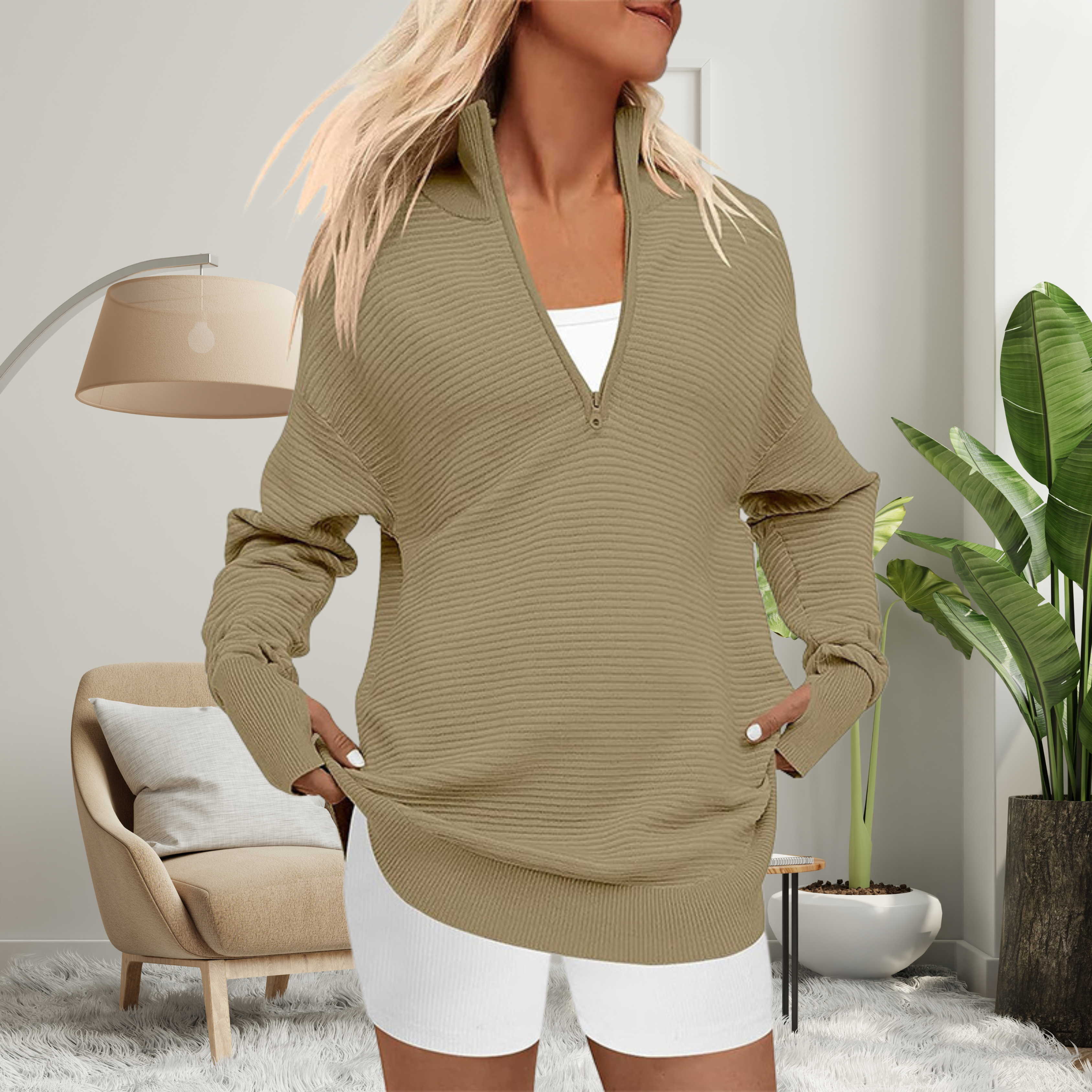 Camille | Cozy Quarter-Zip Collared Pullover
