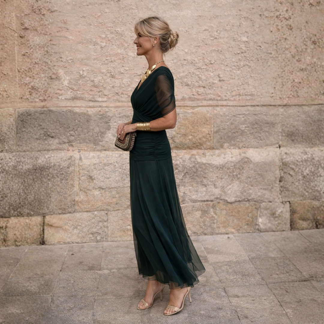 Brittany | Off-Shoulder Chiffon Mermaid Maxi Dress