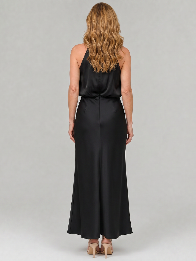 Prudence | Sleeveless Draped Neck Midi Dress