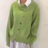 Céleste | Asymmetric Button Knit Cardigan