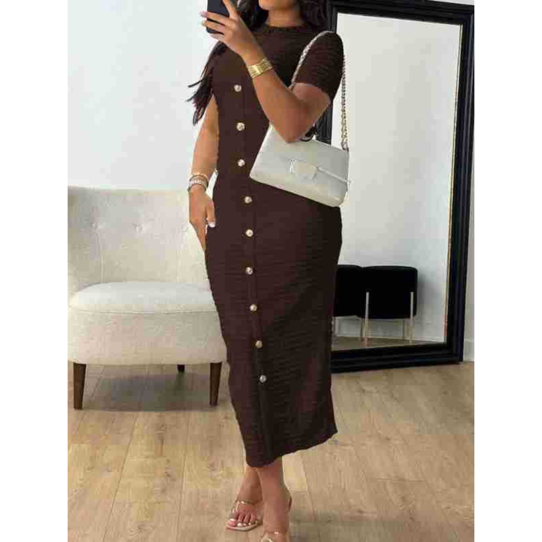 Céleste | Crew Neck Formal Midi Dress
