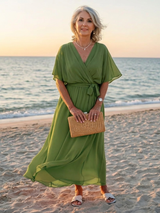 Genesis | V-Neck Draped Waist Midi Dress