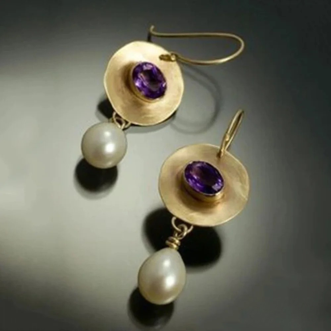 Hermione | Gold Zirconia Pearl Drop Earrings