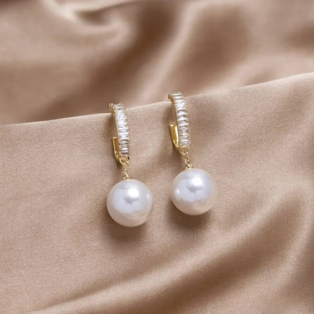 Essie | Pearl Zirconia Drop Earrings