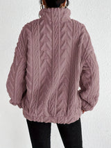 Elara | Cable-Knit Fleece Half-Zip Sweater
