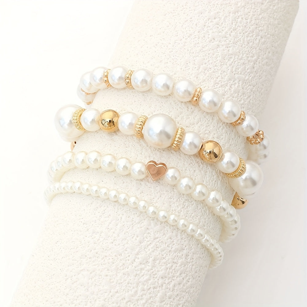 Lorraine | Pearl Heart Bracelet Set