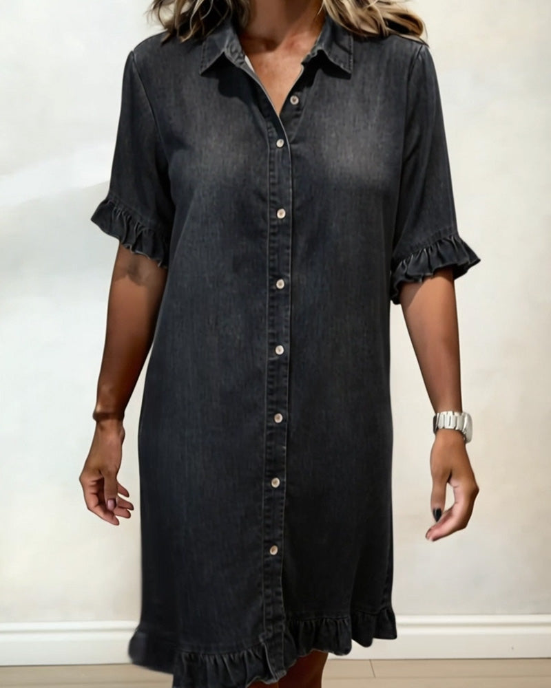 Anna | Ruched Denim Mini Dress