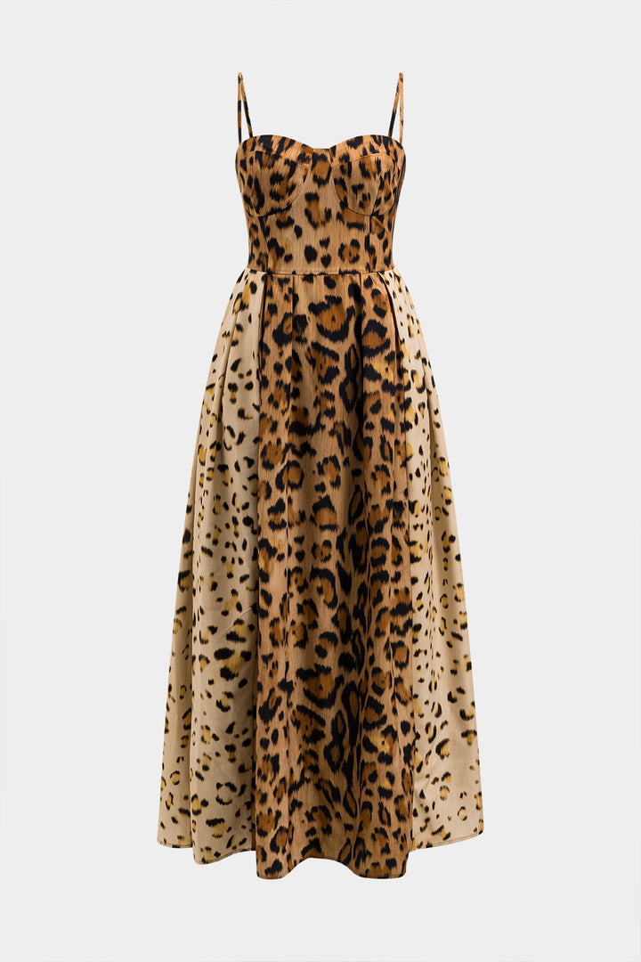 Valentina | Bold Leopard Print Midi Dress