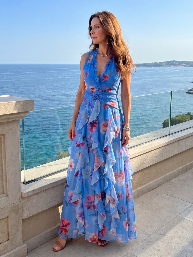 Leonora | Floral Halter Maxi Dress