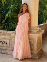Toril | One-Shoulder Tiered Chiffon Dress