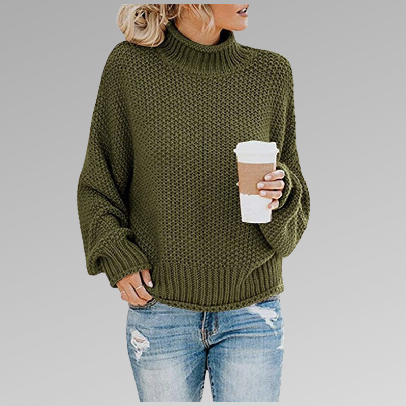Sage | Oversized Chunky Turtleneck Sweater