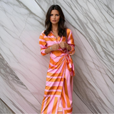 Elaine | Elegant Patterned Wrap Dress