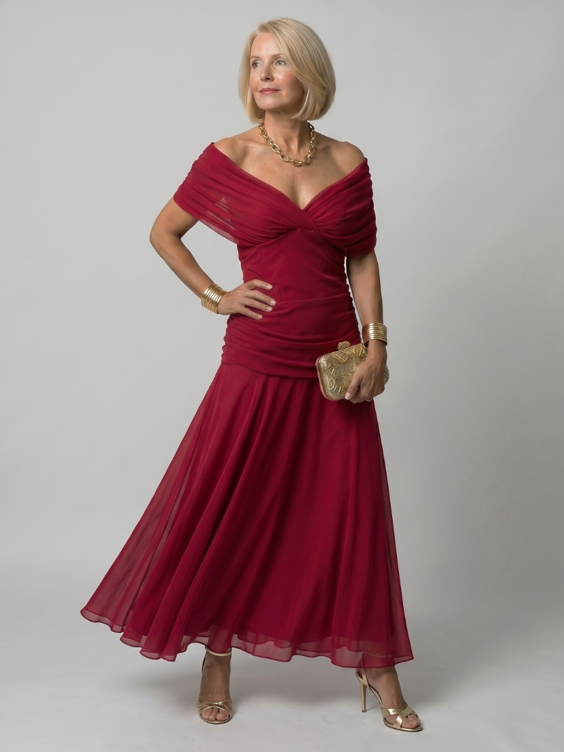 Treva | Off Shoulder Flow Midi Dress