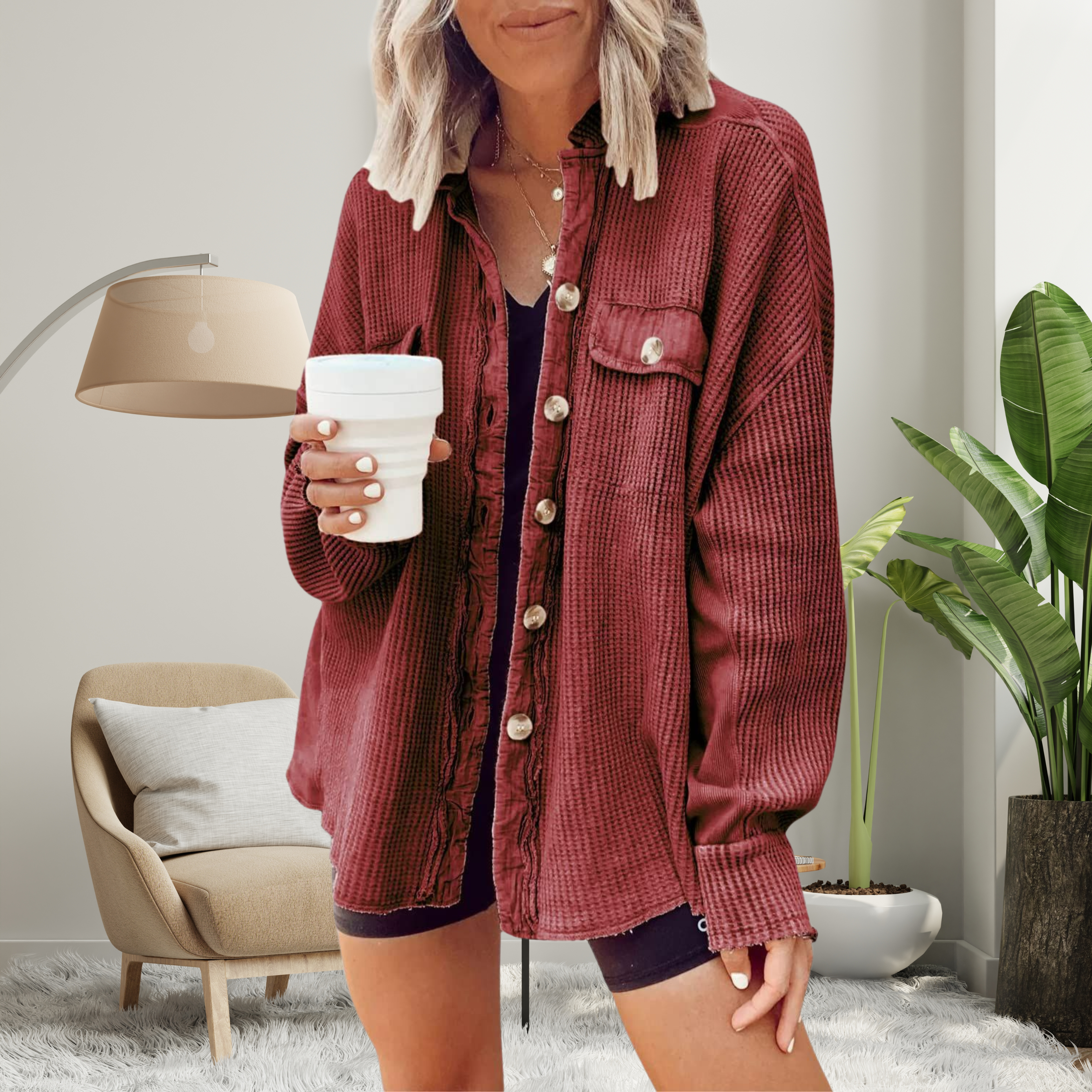 Celeste | Batwing Button-Down Cozy Jacket