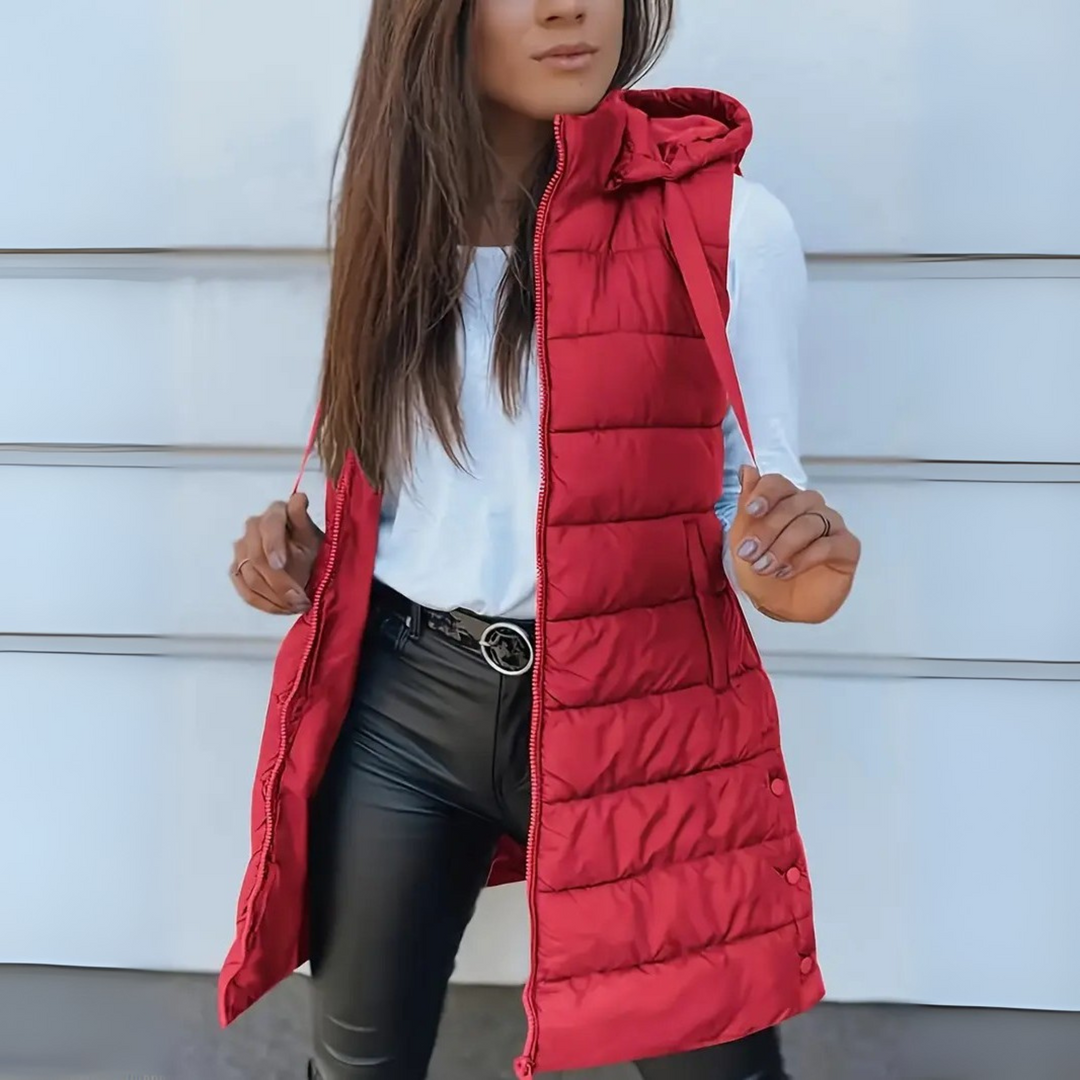 Camille | Hooded Long Puffer Vest