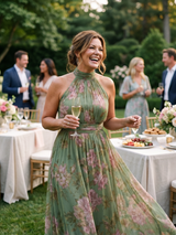 Ondine | Gathered Halter Midi Dress