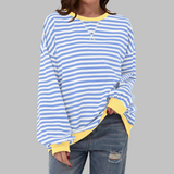 Clémentine | Striped Long Sleeve Round Neck Shirt