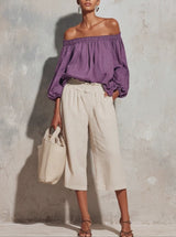 Natalia | Off-Shoulder Lantern Sleeve Top