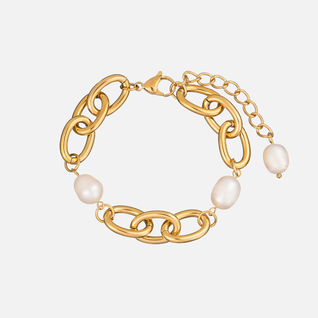 Kalli | Pearl & Gold Chain Bracelet