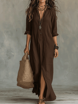 Hensley | Bohemian Button-Front Maxi Dress