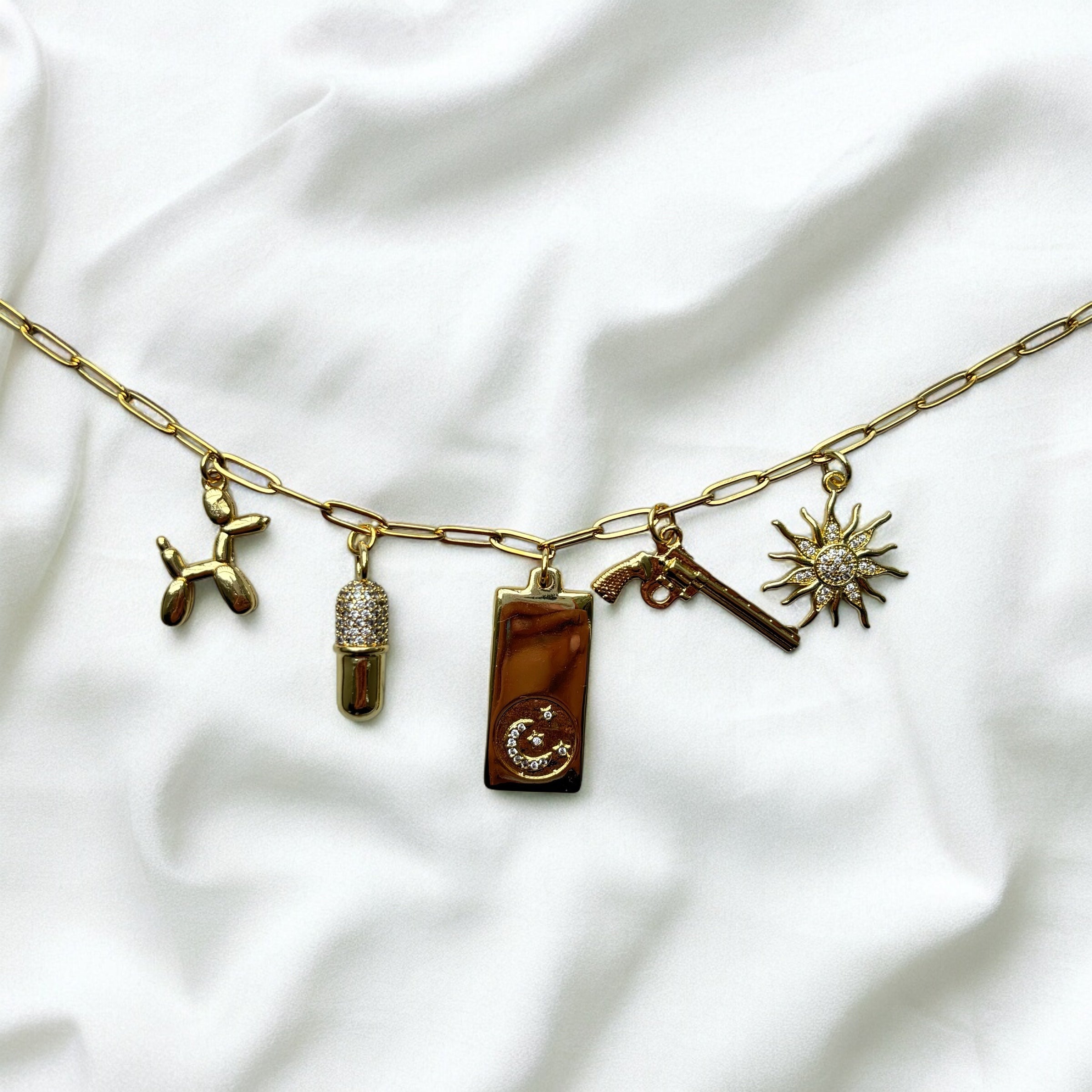 Millie | Gold Charm Statement Necklace