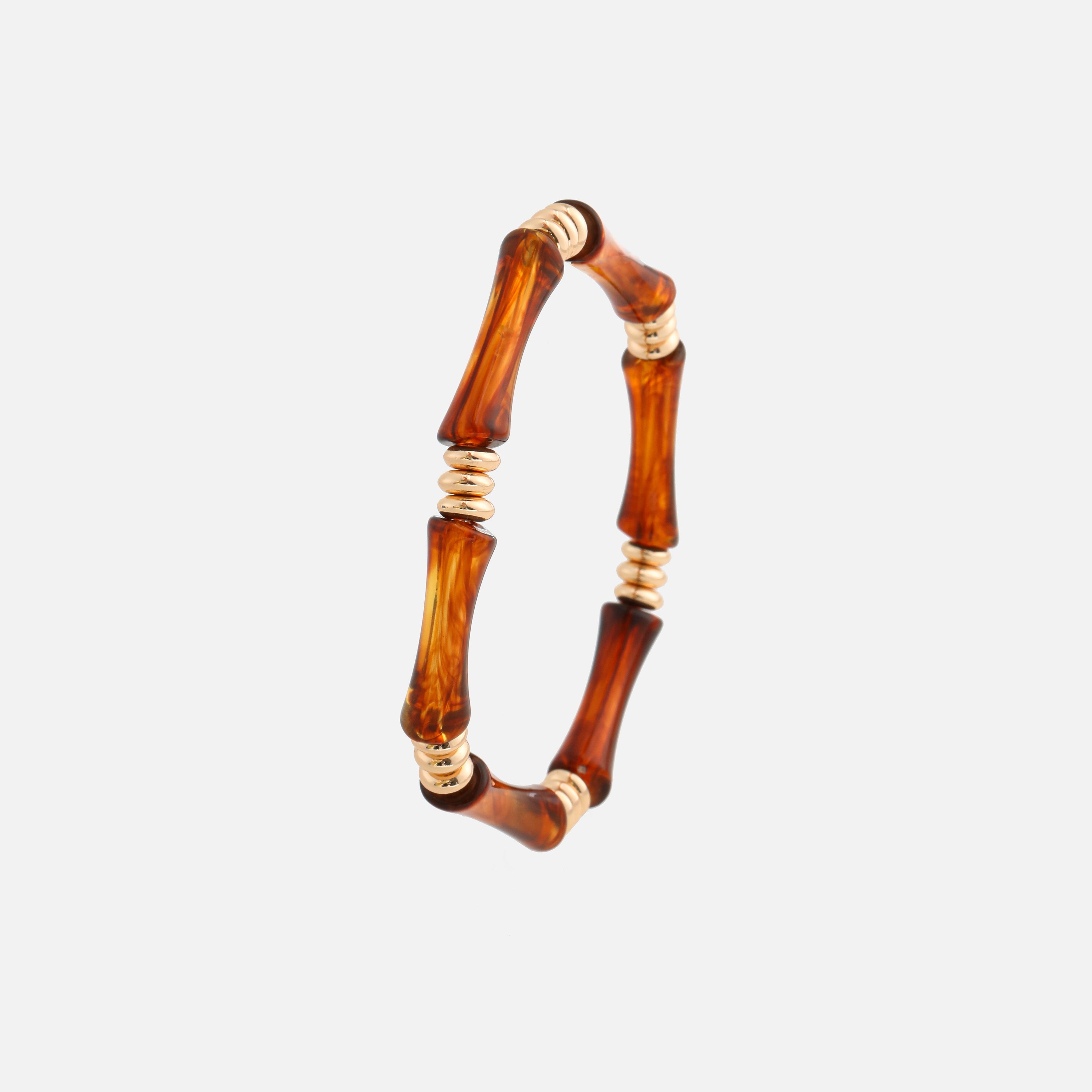 Eileen | Amber Bamboo Bead Bracelet Set