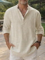 Norton | Collarless Cotton Shirt