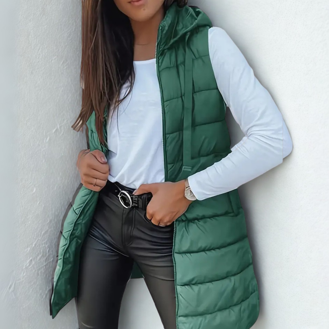 Camille | Hooded Long Puffer Vest