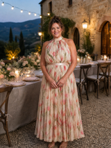 Sabina | Halter Neck Floral Midi Dress