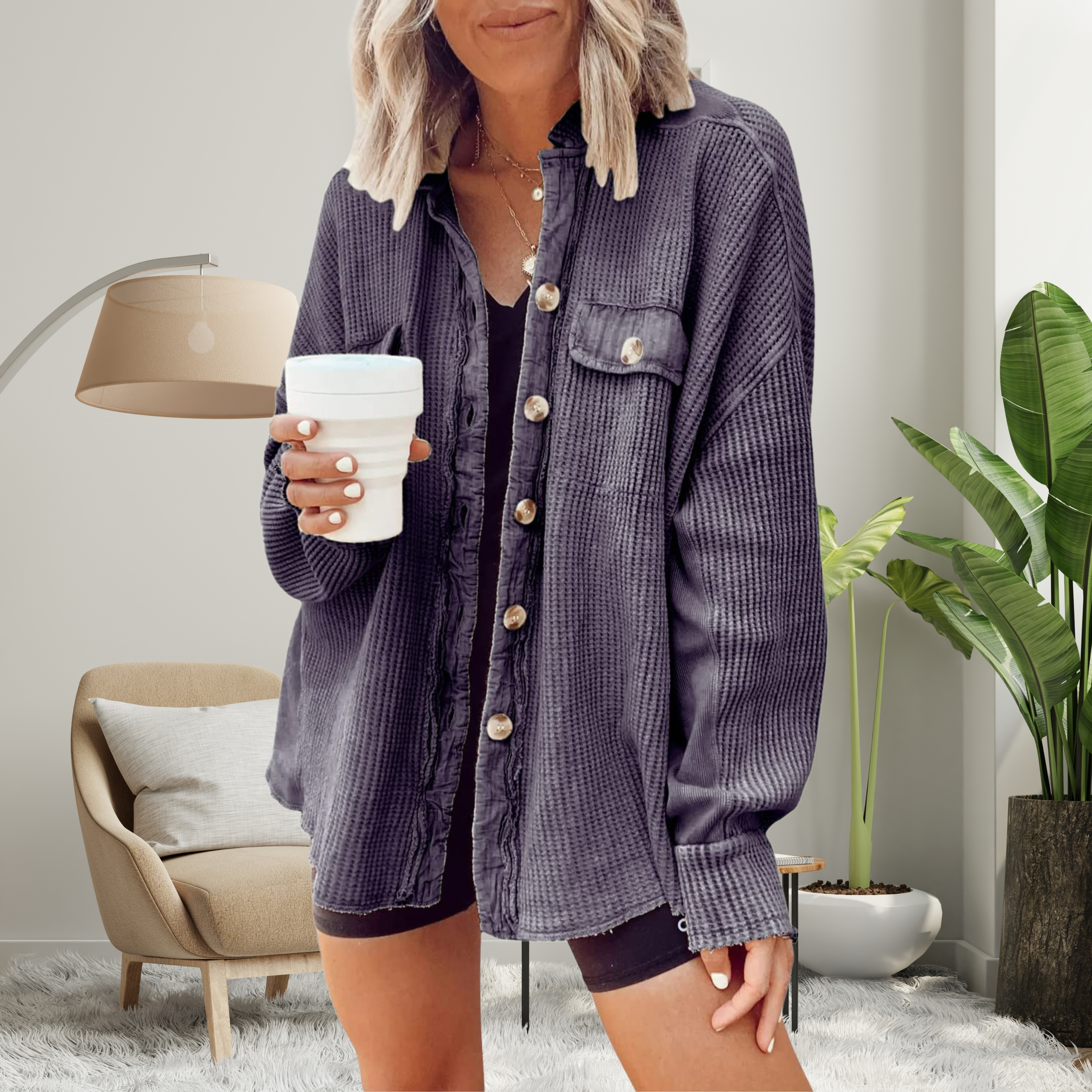 Celeste | Batwing Button-Down Cozy Jacket