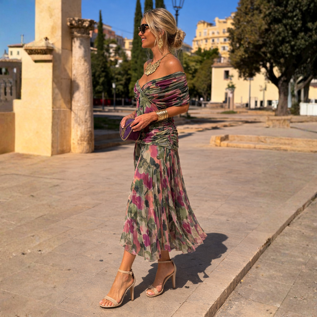 Brittany | Off-Shoulder Chiffon Mermaid Maxi Dress