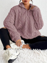 Elara | Cable-Knit Fleece Half-Zip Sweater
