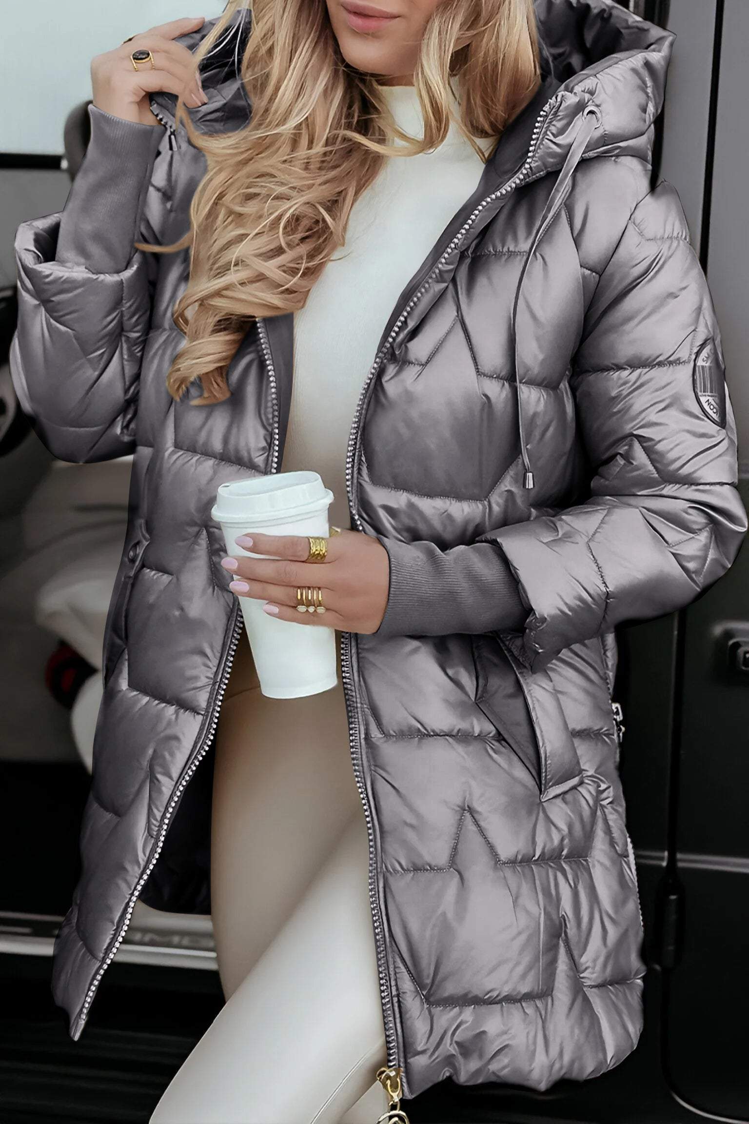 Seraphina | Quilted Metallic Winter Jacket