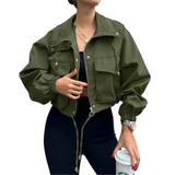 Zara | Solid Zip-Up Cropped Jacket
