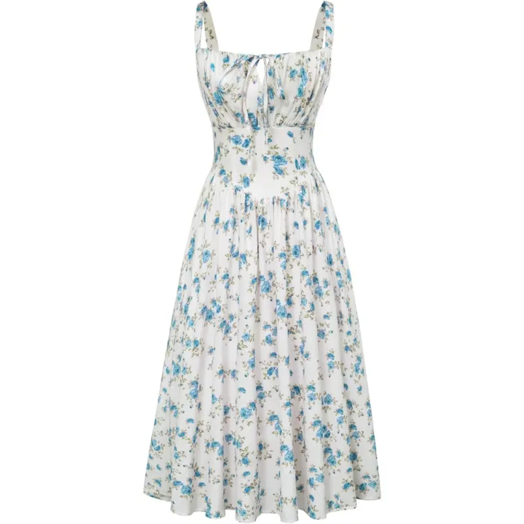 Camille | Floral Tie-Waist Midi Dress