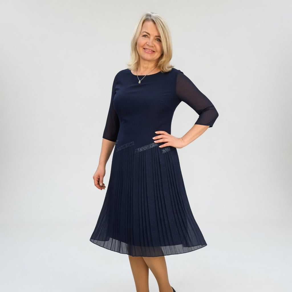 Leah | Pleated Midi Dress Elegant Sophistication
