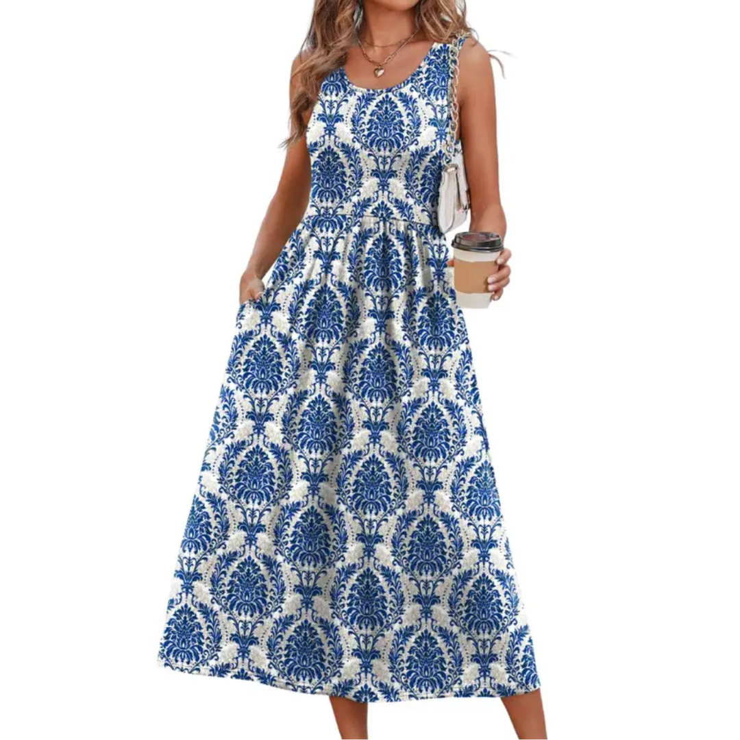 Seraphina | Boho Halter Flowy Midi Dress